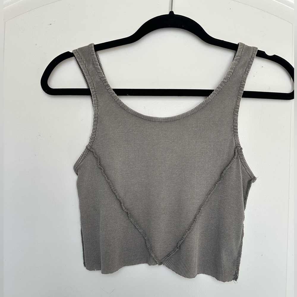 Urban Nation Raw Seam Ribbed Crop Tank Top - Picture 5 of 6